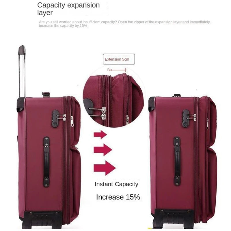 Oxford Suitcase Unisex Student Travel Bag Set Password Trolley Case Rolling Luggage Spinner Wheels 20 "24" 26" 30 inch Cloth Box
