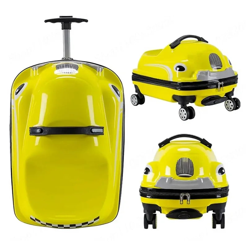 Cartoon Car Suitcase Can Sit to Ride Rolling Luggage Bag Children's Suitcases on Wheels Carry-on Travel Bags Cabin Trolley Case