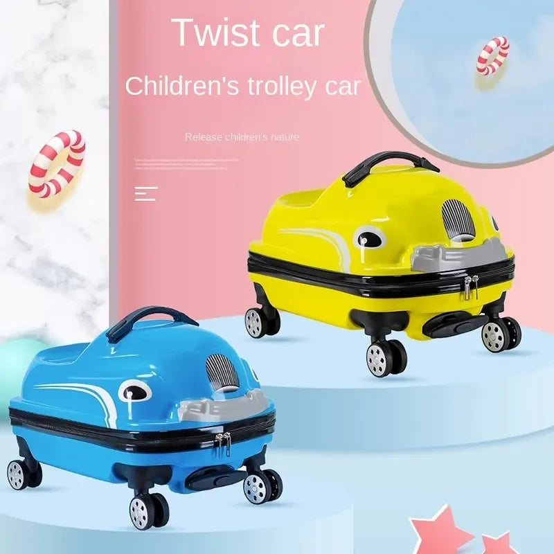 Cartoon Car Suitcase Can Sit to Ride Rolling Luggage Bag Children's Suitcases on Wheels Carry-on Travel Bags Cabin Trolley Case