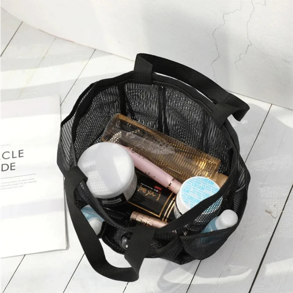 Portable Mesh Shower Caddy Tote Beach Bag Travel Storage Wash Bag Swimming Bath Bag Suitable for Outdoor Camping Quick Dry Tote