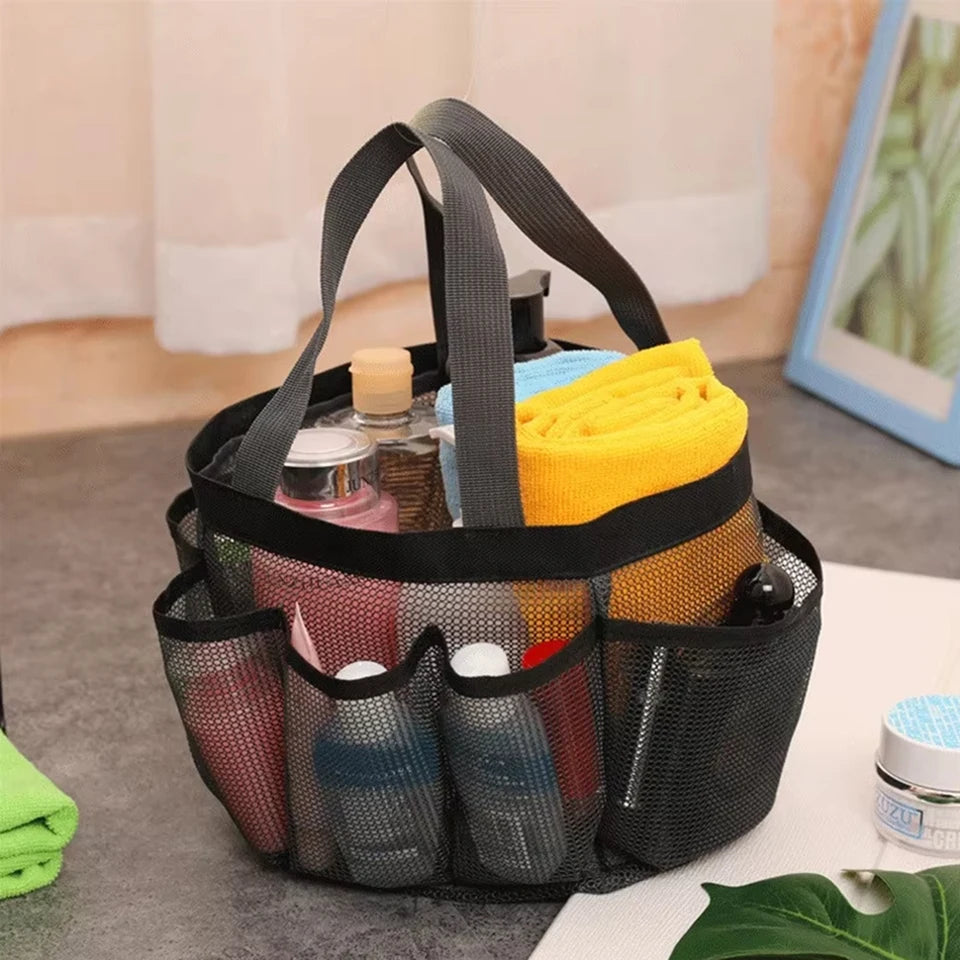 Portable Mesh Shower Caddy Tote Beach Bag Travel Storage Wash Bag Swimming Bath Bag Suitable for Outdoor Camping Quick Dry Tote