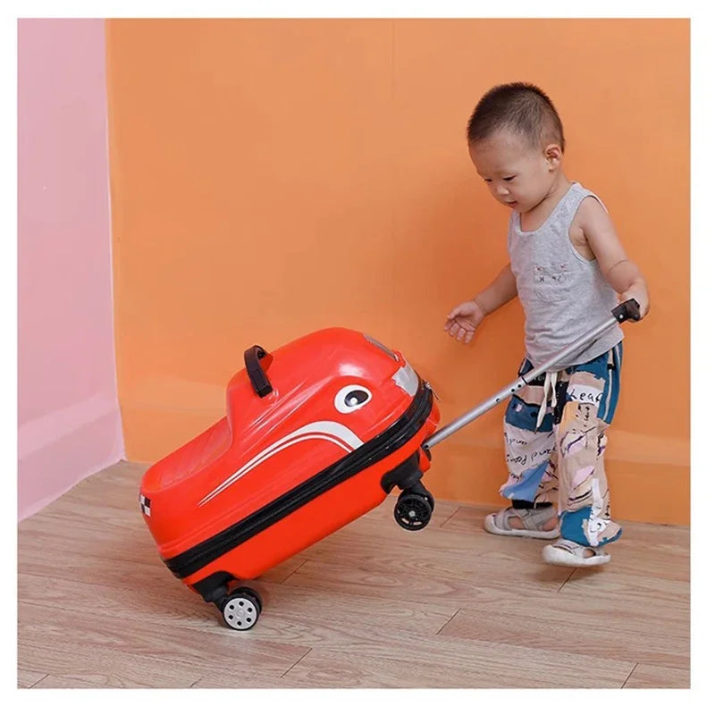Cartoon Car Suitcase Can Sit to Ride Rolling Luggage Bag Children's Suitcases on Wheels Carry-on Travel Bags Cabin Trolley Case