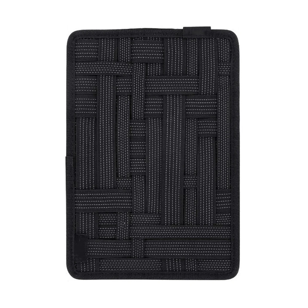 Portable Elastic Band Organizer Board - With Zipper Pocket & Multiple Stretch Straps Hanging Travel Insert for Cables/Cosmetics