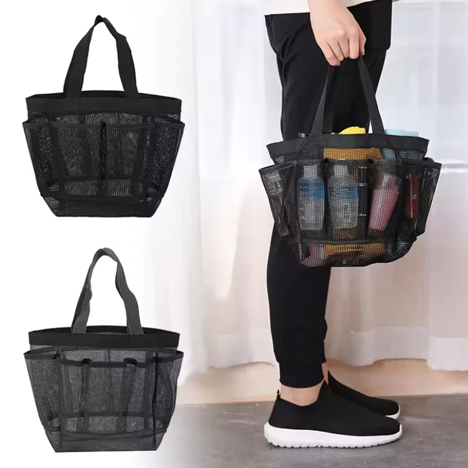 Portable Mesh Shower Caddy Tote Beach Bag Travel Storage Wash Bag Swimming Bath Bag Suitable for Outdoor Camping Quick Dry Tote