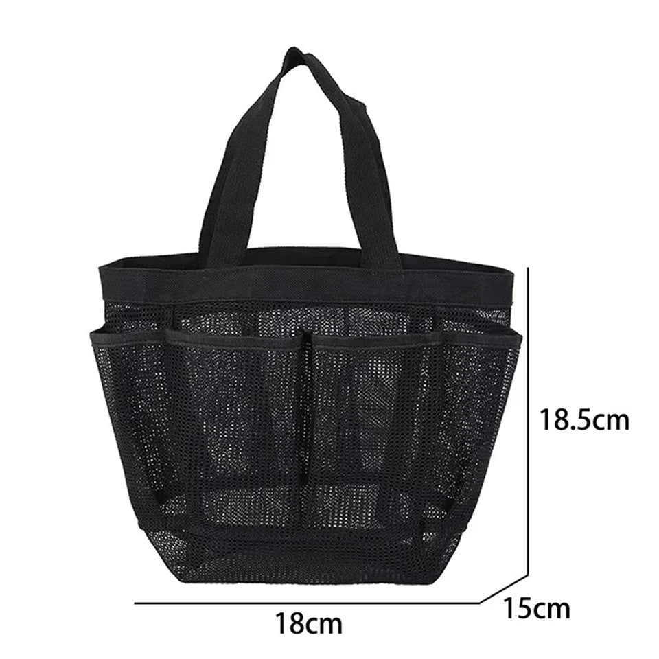 Portable Mesh Shower Caddy Tote Beach Bag Travel Storage Wash Bag Swimming Bath Bag Suitable for Outdoor Camping Quick Dry Tote