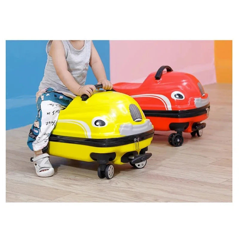 Cartoon Car Suitcase Can Sit to Ride Rolling Luggage Bag Children's Suitcases on Wheels Carry-on Travel Bags Cabin Trolley Case