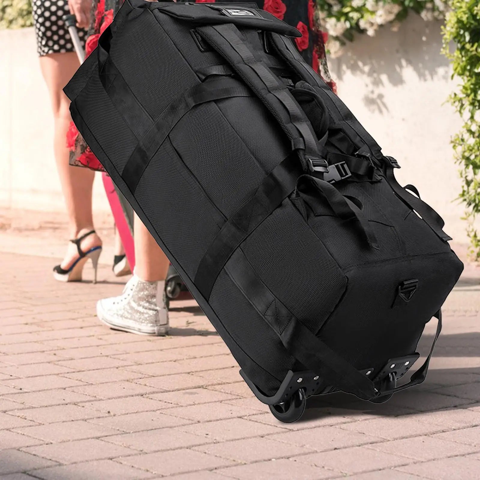 Wheeled Duffel Bag Foldable Suitcase for Traveling Beach Camping Storage Bag