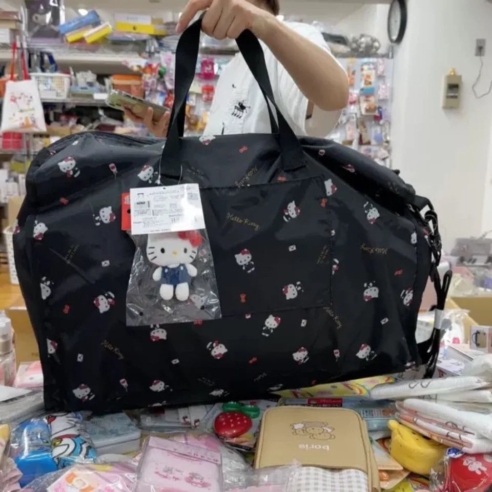 Black Hello Kitty Travel Storage Bag Portable Kawaii Cute Fashion Cute Storage Bag Shopping Bag Gift