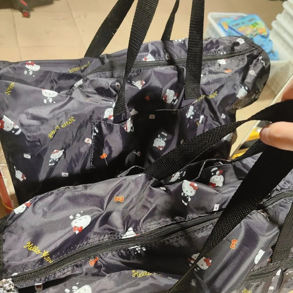 Black Hello Kitty Travel Storage Bag Portable Kawaii Cute Fashion Cute Storage Bag Shopping Bag Gift