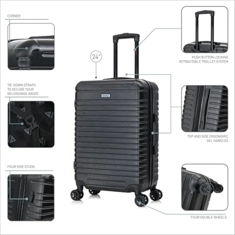 Luggage with GEL Handle Spacious Traveling Suitcases, Travel Suitcase with Dual Spinner Wheels and Studs Medium Hardside Luggag