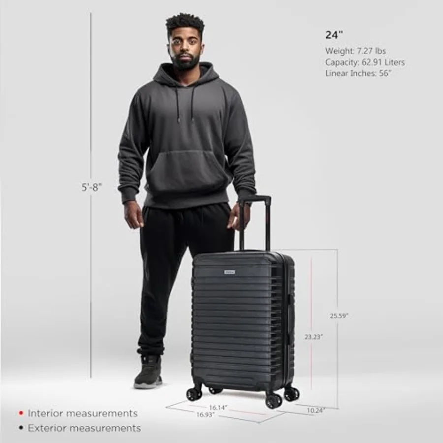Luggage with GEL Handle Spacious Traveling Suitcases, Travel Suitcase with Dual Spinner Wheels and Studs Medium Hardside Luggag