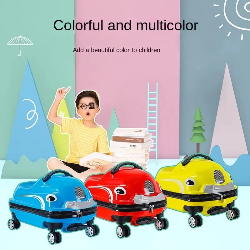 Cartoon Car Suitcase Can Sit to Ride Rolling Luggage Bag Children's Suitcases on Wheels Carry-on Travel Bags Cabin Trolley Case